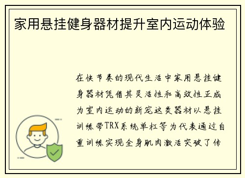 家用悬挂健身器材提升室内运动体验