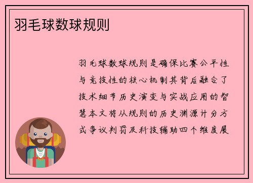羽毛球数球规则